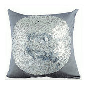 Silver Decorative Euro shams 26"x26" Silk, Silver Circles