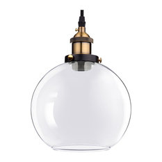 Vintage-Style Glass Ball Ceiling Lamp Pendant, Clear, 7.9"