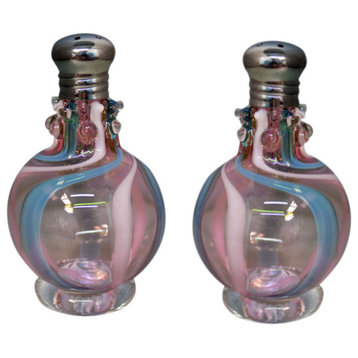 Festival Swirl Pink and Turquoise Salt and Pepper Shaker Set