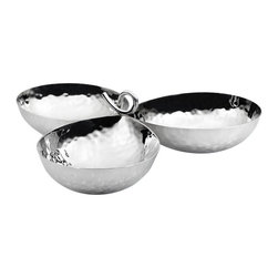 Galaxy 24 oz. 12 in. x 12 in. x 3.25 in. Stainless Steel Divided Serving Dish - Serving Dishes And Platters