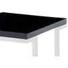 Modern Straz End Table Glossy Black Lacquer Top Polished Stainless-Steel Base