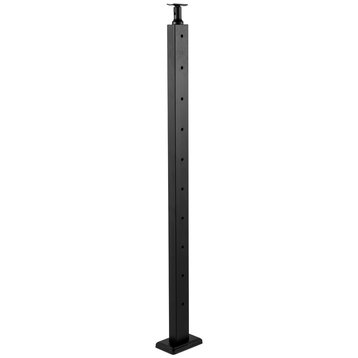 Cable Railing Post Level Deck Stair Post Handrail Post w/ Pre-Drilled Pickets, Black, 42x1.97x1.97 Inch