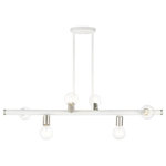 Livex Lighting - Livex Lighting Bannister, 6 Light Linear Chandelier, White Finish, White - Simplicity and attention to detail are the key eleBannister 6 Light Li WhiteUL: Suitable for damp locations Energy Star Qualified: n/a ADA Certified: n/a  *Number of Lights: 6-*Wattage:60w Medium Base bulb(s) *Bulb Included:No *Bulb Type:Medium Base *Finish Type:White