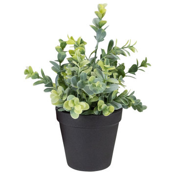 10" Green Artificial Melia Azedarach Plant in Black Pot