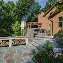 Steps down for tiered patio