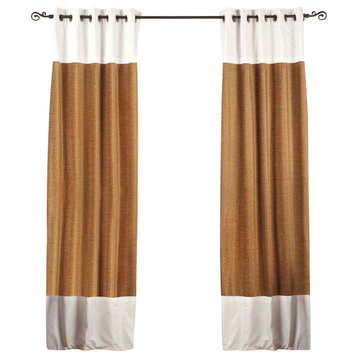 Signature Taupe and White ring top velvet Curtain Panel - 60W x 120L - Piece