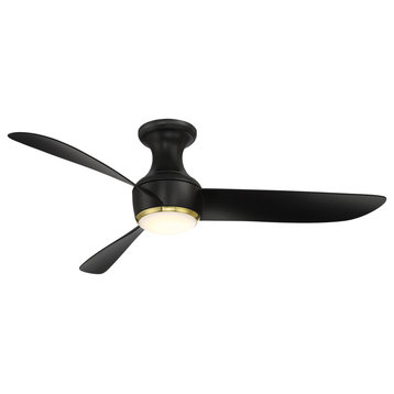 Corona 3-Blade Flush Mount Ceiling Fan, Soft Brass/Matte Black