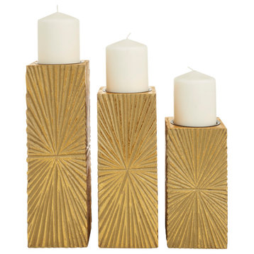 CosmoLiving by Cosmopolitan Gold MDF Contemporary Candle Holder