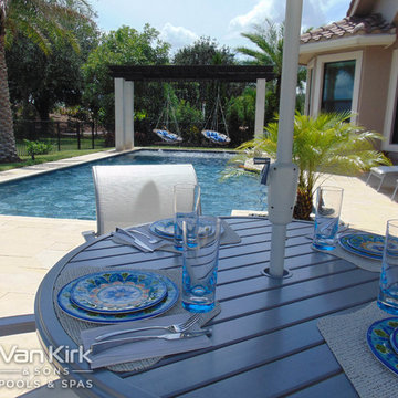 Dinning Area for Classic Straight Edge Pool in Parkland, Florida