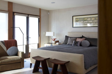 サンフランシスコにあるトランジショナルスタイルのおしゃれな寝室のインテリア