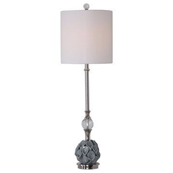 Elegant Soft Blue Gray Calla Lily Buffet Table Lamp