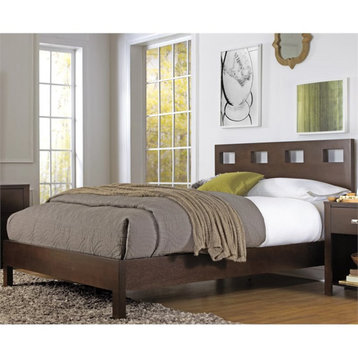 Modus Riva Modern California King Solid Wood Panel Platform Bed in Chocolate