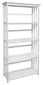 Mission Style 5-Shelf Bookcase White