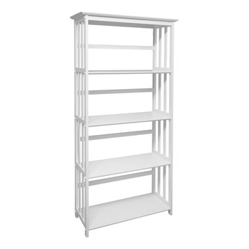 Mission Style 5-Shelf Bookcase White
