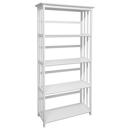 Mission Style 5-Shelf Bookcase White
