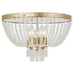 Livex Lighting - Ceiling Mount With Clear Crystals, Hand Applied Winter Gold - A beautiful cascade of clear crystal beads creates a striking effect of refracted light. This five light flush mount is finished in a hand appled winter gold finish mixing traditional refinement with modern style. Place this crystal flush mount in both contemporary and time-honored spaces for the perfect look