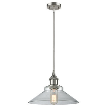 Innovations Disc 1-Light Dimmable LED Pendant, Brushed Satin Nickel