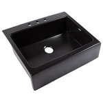 Sinkology - Parker Matte Black Fireclay 26" Single Bowl Quick-Fit Drop-In Kitchen Sink - Getting a high-end feel when you tackle DIY jobs, while still balancing everything else in your life, can be tough. The drop-in Parker is the perfect answer that provides high-end elegance and beauty with a quick-and-easy replacement installation. Once in-place, the striking farmhouse apron and single bowl design of this kitchen sink ensures maximum workspace for cleaning bulky or oversized dishes - while staying compact for smaller rooms. Our ultra-durable and dense fireclay is fired up to 2100° F and protected with our proprietary finish that safeguards and adds strength.