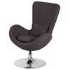 Elegant Office Chair, Swivel Chrome Base With Cushioned Linen Seat, Dark Grey