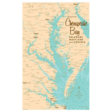 Lakebound Chesapeake Bay Md Virginia Map Art Print, 30"x45"