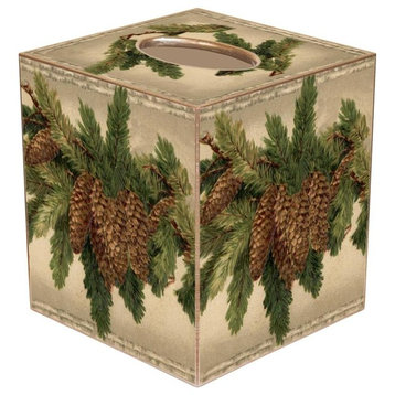TB2609- Vintage Pine cones Tissue Box Cover