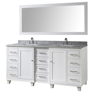 72" Ultimate Classic Bath Vanity, White and Mirror