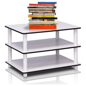 11173 Just 3-Tier No Tools Coffee Table, White w/White Tube