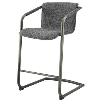 New Pacific Direct Indy 25" Fabric Counter Stool in Gray/Black (Set of 2)