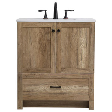 Elegant Decor VF2830NT 30 inch Single Bathroom Vanity in Natural oak