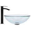 VIGO Crystalline Glass Vessel Sink and Duris Vessel Faucet, Matte Black