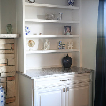 Mitered Raised Panel Door Cabinets with Crystal Hardware