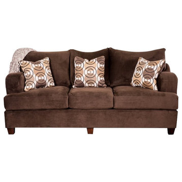 Furniture of America Tremble Transitional Fabric Upholstered Sofa in Chocolate