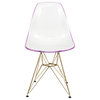 LeisureMod Cresco Molded 2-Tone Eiffel Side Chair With Gold Base Set of 2 Purple