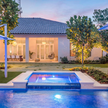 New Pool & Spa with Custom Landscaping in Cooper City