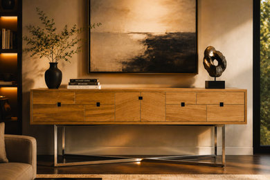 Floating Nickel X-Frame Credenza