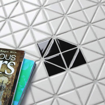 Triangular Diamond Pattern Porcelain Mosaic Tile, Wall decor