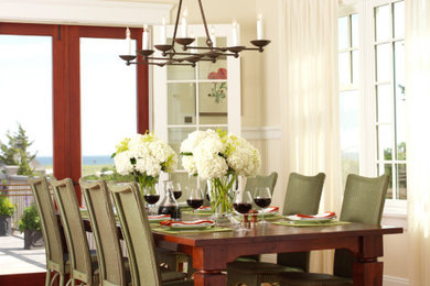 Beach style dining room photo in New York