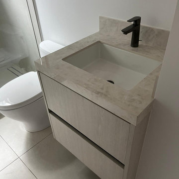 Modern clean and sleek, walk-in shower