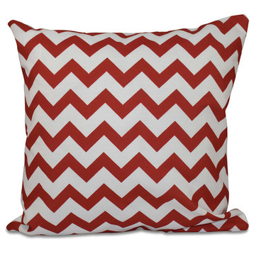 Chevron Decorative Outdoor Pillow, Red, 18"x18"