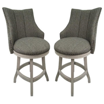 Home Square 26" Swivel Solid Wood Counter Stool in Smoke Gray - Set of 2