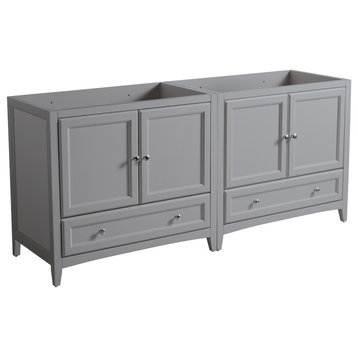 Oxford Traditional Double Sink Bathroom Cabinet, Gray, 71"