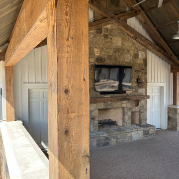 Original Face Sawn Box Beams and Original Face Reclaimed Antique Heart Pine Soli