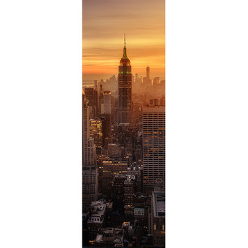 Empire State Building Orange Grey Wall Mural 35"x106"