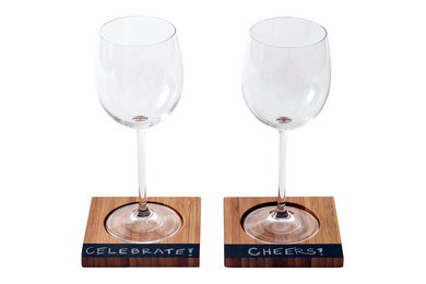 Bamboo Coasters with Chalkboard Labels, Set of 4