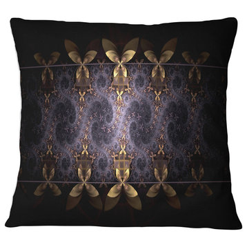 Yellow and Violet Fractal Flower Floral Throw Pillow, 18"x18"