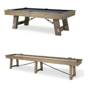 Isaac 8' Pool Table and 12' Shuffleboard Combo Package by Plank and Hide