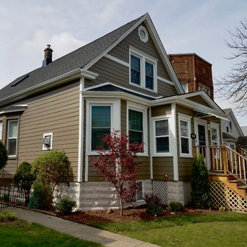 Chicago, IL Bungalow Siding Replacement with Dark Brown Siding