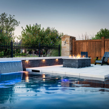 The Colony, TX - Modern Linear Pool and Fire Pit