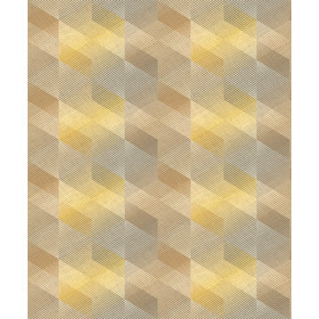 3D Rhombus Stripe Geometric Wallpaper, Ochre, Double Roll