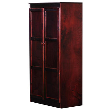 Traditional 60" Wood Storage Cabinet with 4-Shelves in Cherry